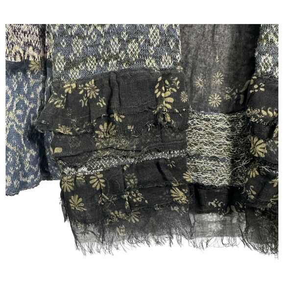 Free People Boho Mixed Material Pattern Long Sleeve Cardigan Topper Size Medium - Picture 6 of 6